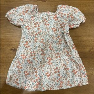 Little Co Baby Toddler Floral Linen Dress Square Neckline Puff Sleeve 18M